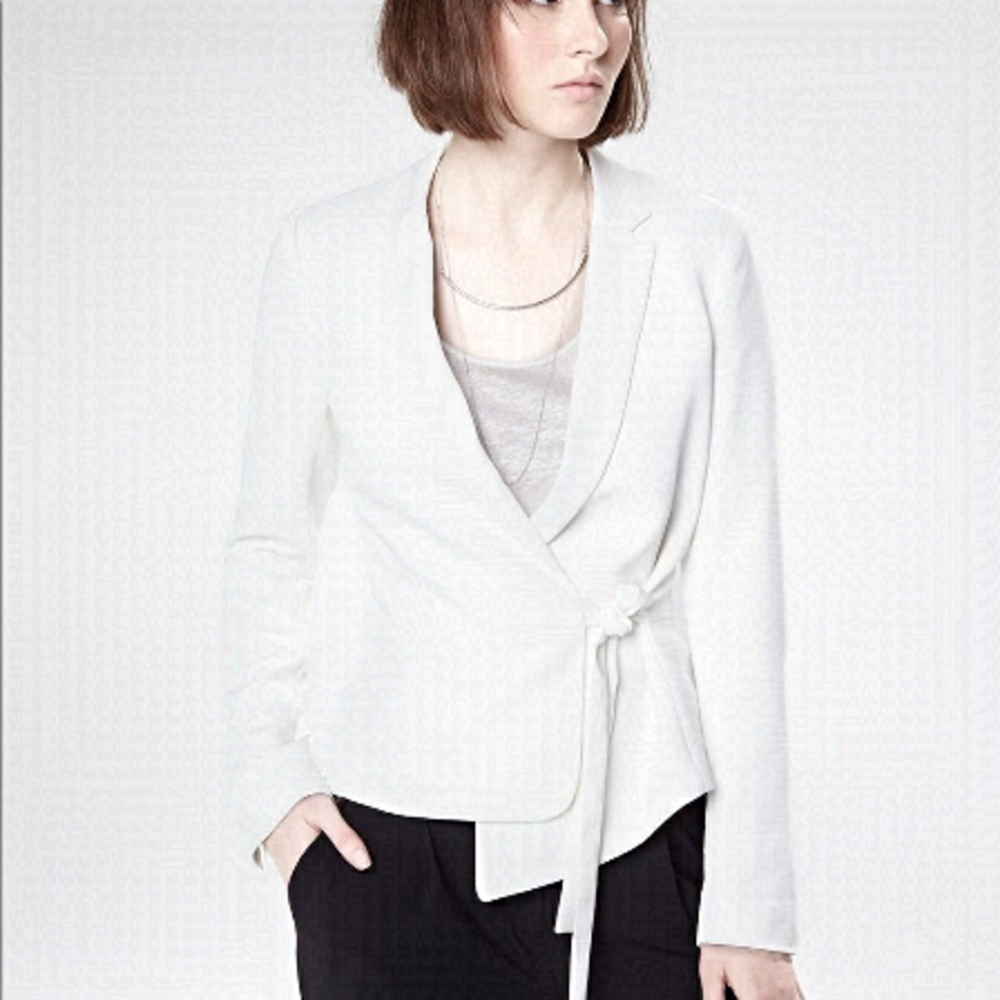 White Asymmetrical Tie Jacket